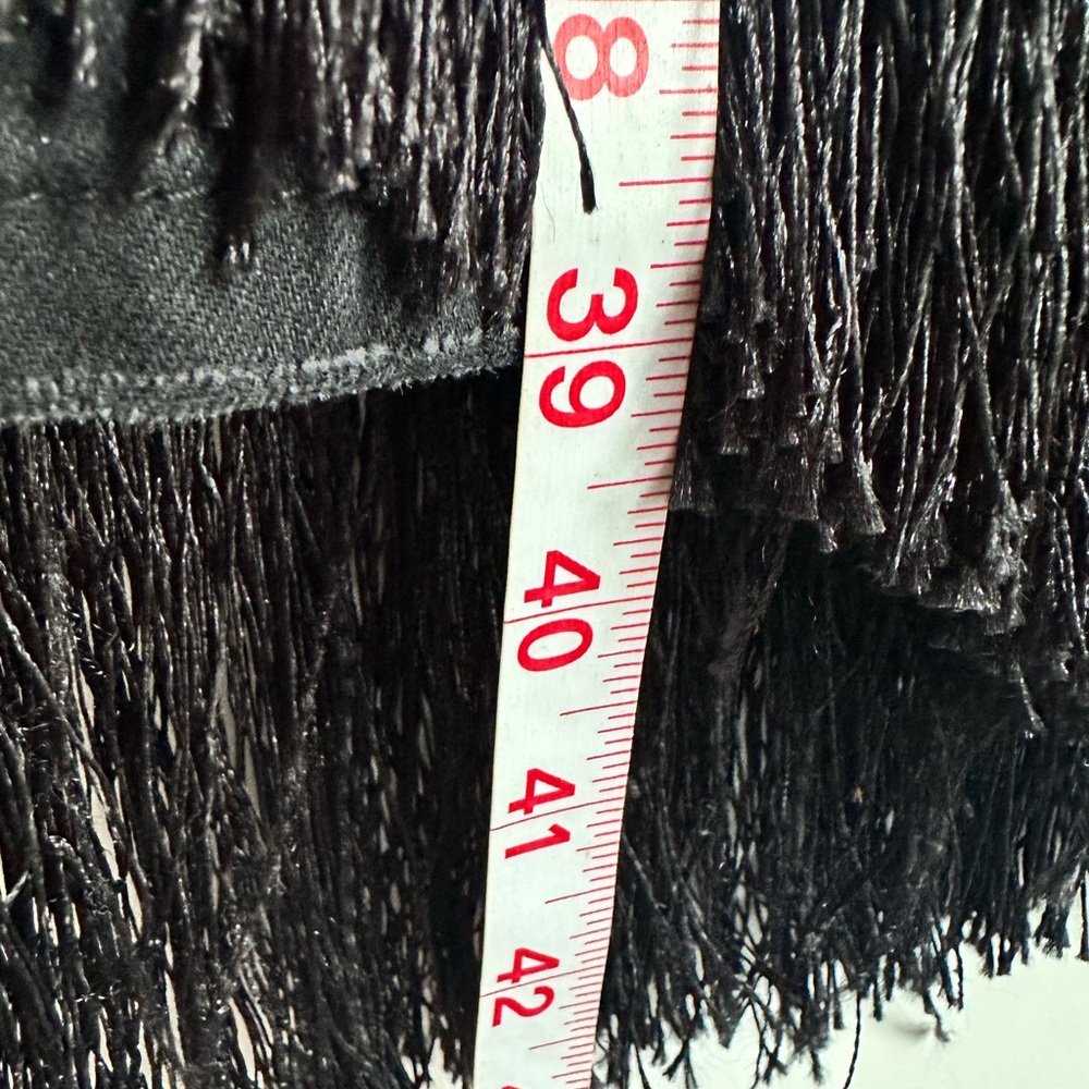 ELOQUII Women’s Black Denim Double Tiered Fringed Jeans Size 16 - Picture 4 of 7